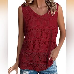 Amazon Women's Red Crochet Tank Top